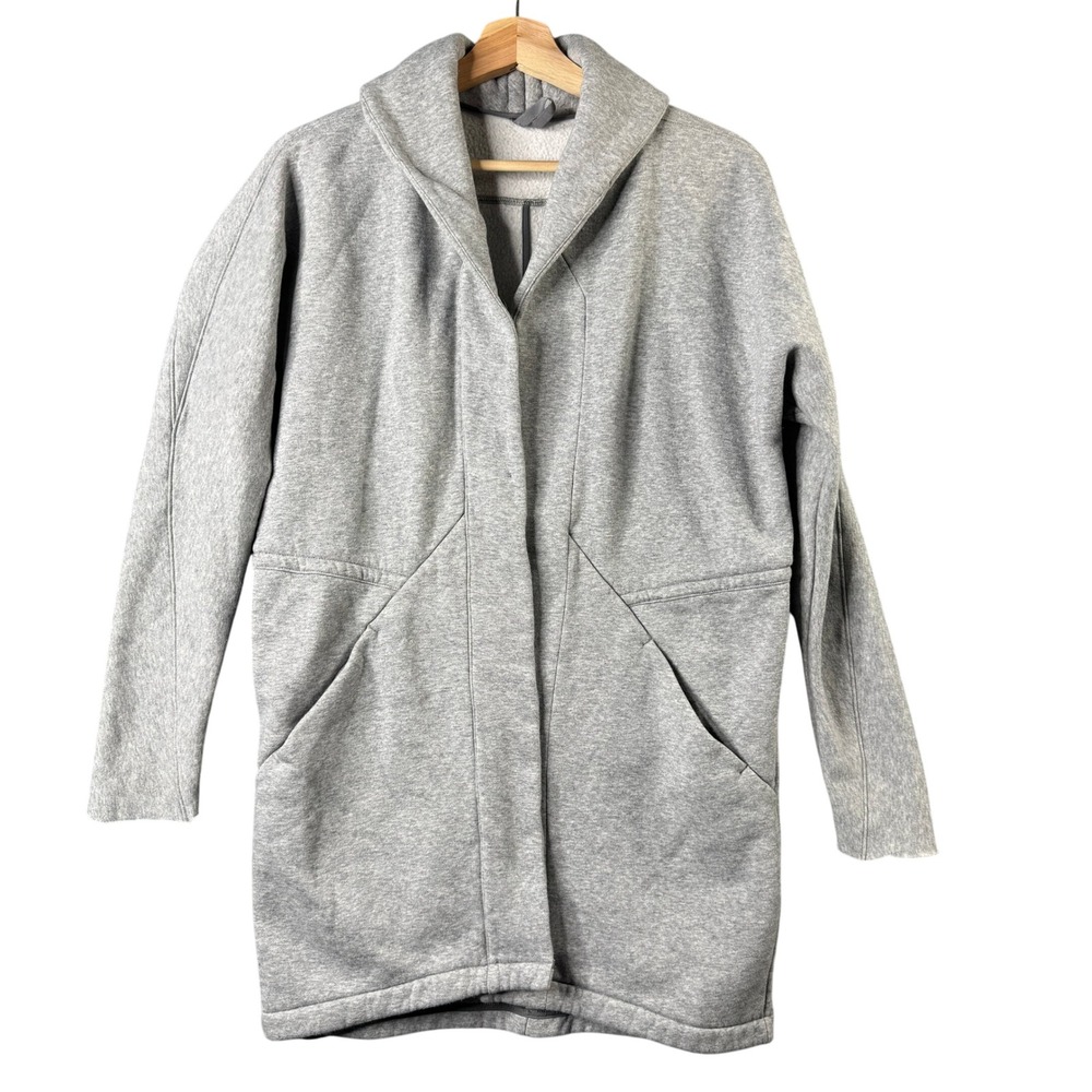 Lululemon &go Take You There Wrap Heathered Grey Fleece Snap Long Cardigan Sz 4